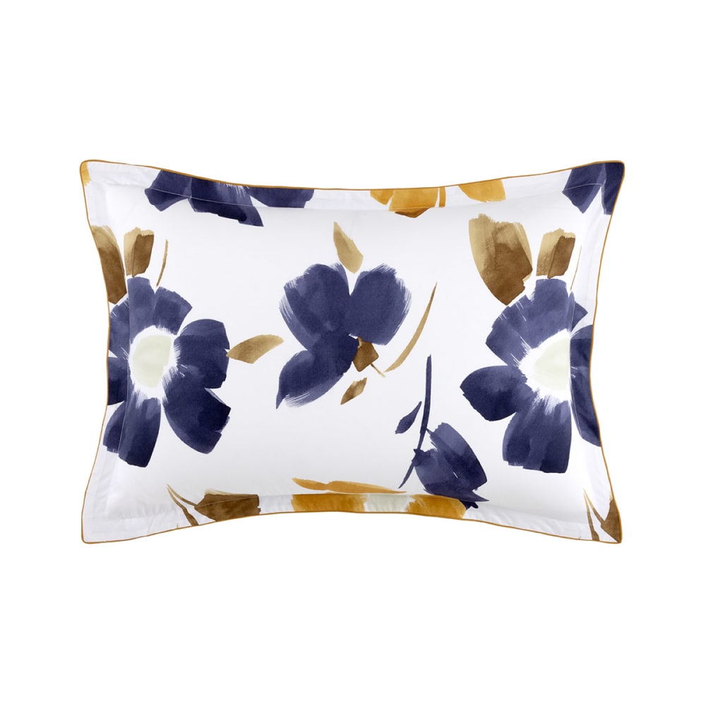 Taie d'oreiller en percale de coton bleu 50 x 75 cm