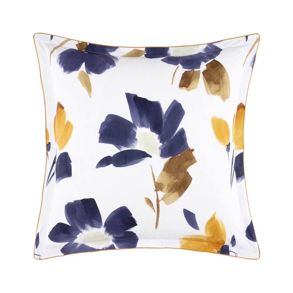 Taie d'oreiller en percale de coton bleu 65 x 65 cm