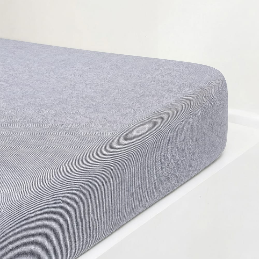 Drap housse en percale de coton gris 200 x 200 cm