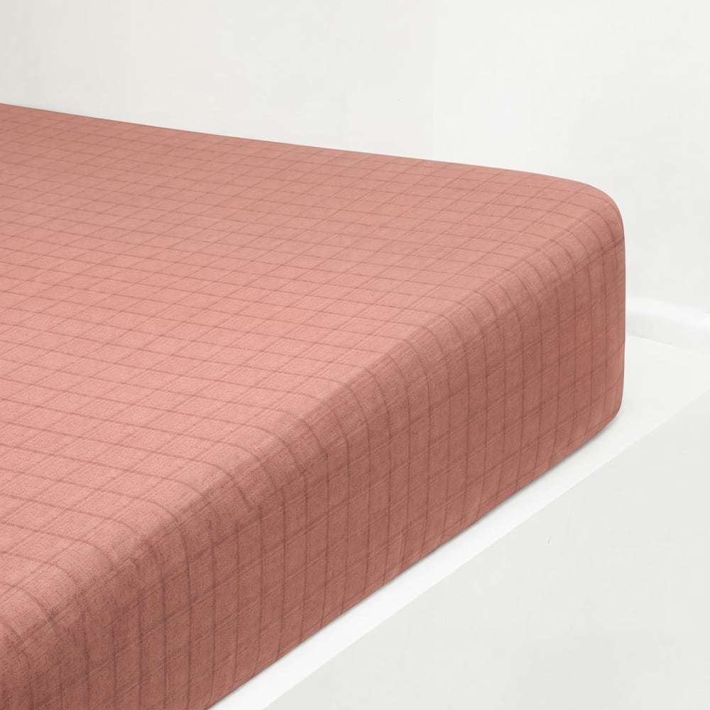 Drap housse en satin de coton marron 180 x 200 cm