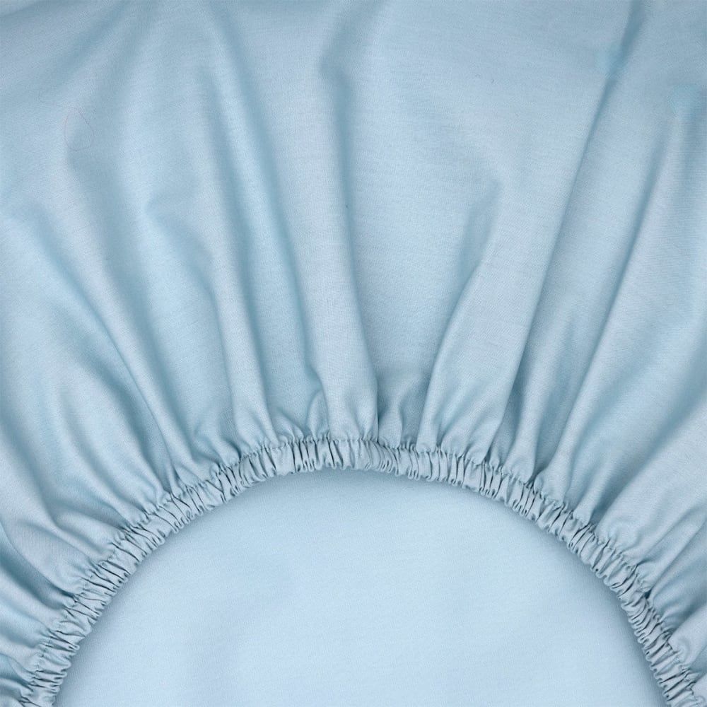 Drap housse en percale de coton bleu 180 x 200 cm — vue 4