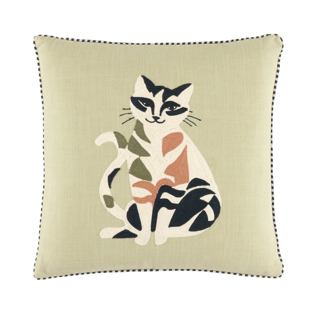 Housse de coussin en coton vert 45 x 45 cm