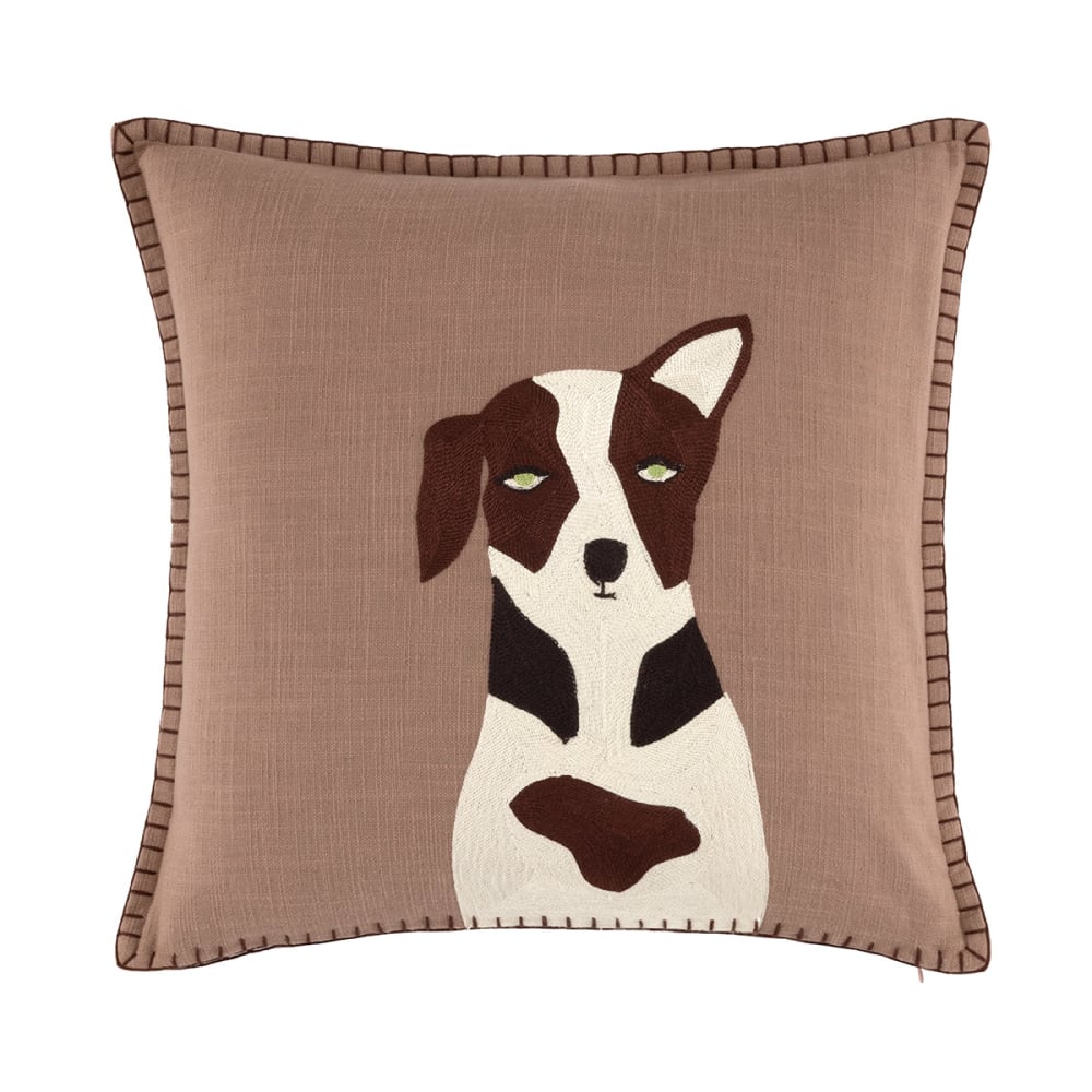 Housse de coussin en coton marron 45 x 45 cm