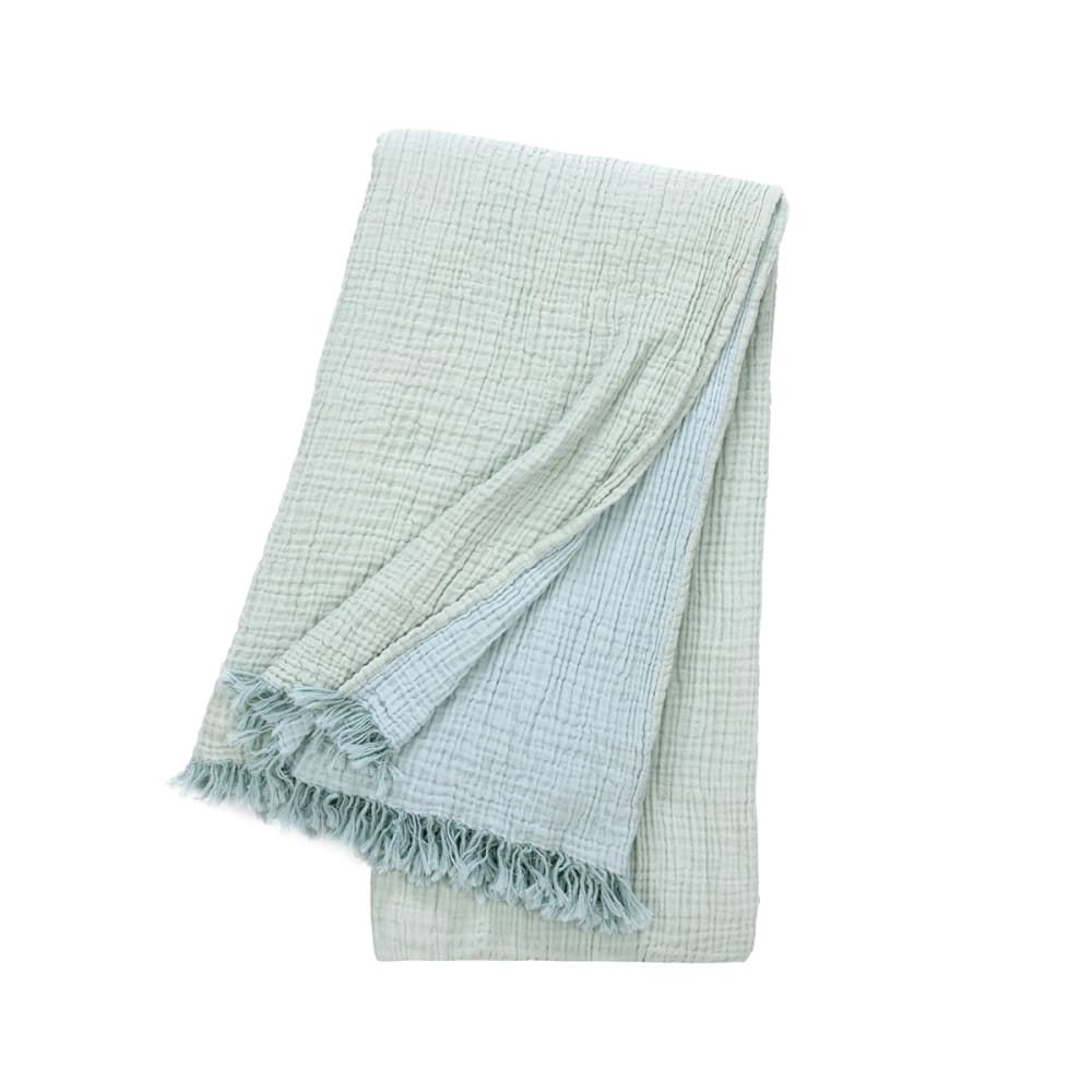 Plaid en gaze de coton bleu 130 x 170 cm