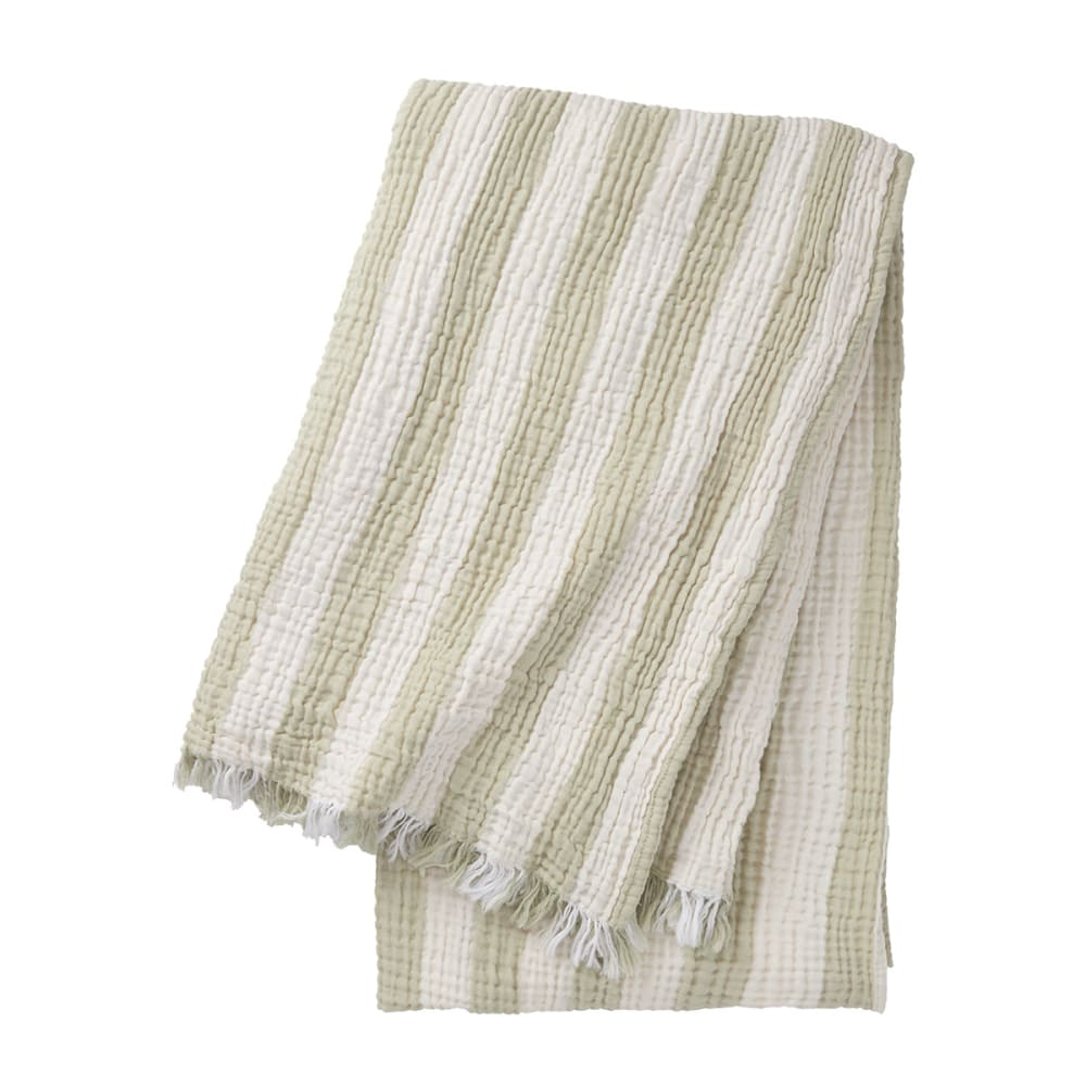Plaid en gaze de coton vert 130 x 170 cm — vue 3