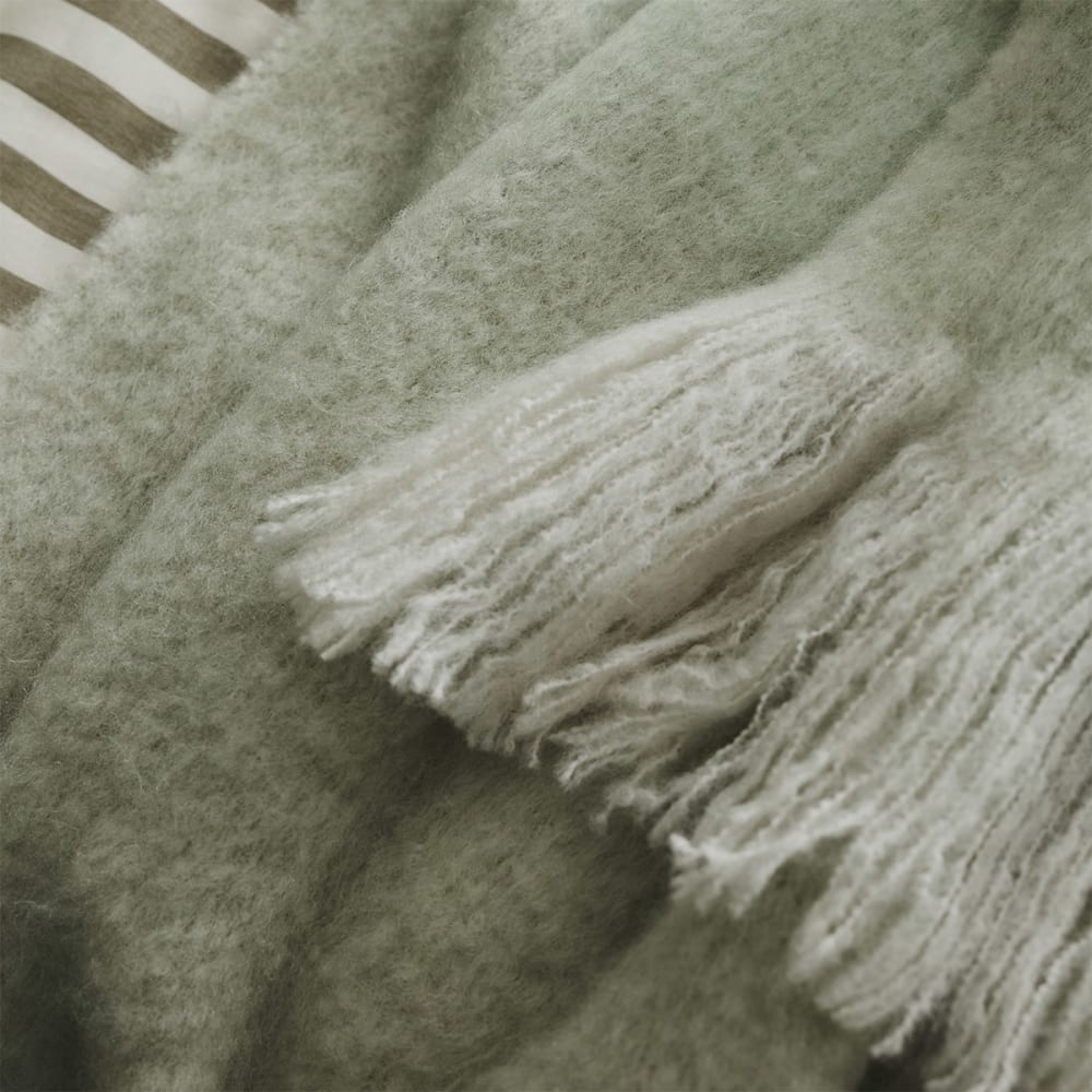 Plaid en mohair vert 130 x 180 cm