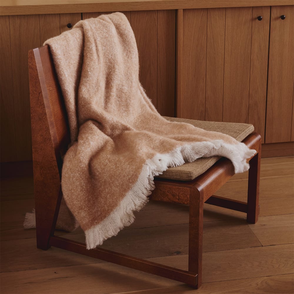 Plaid en mohair orange 130 x 180 cm