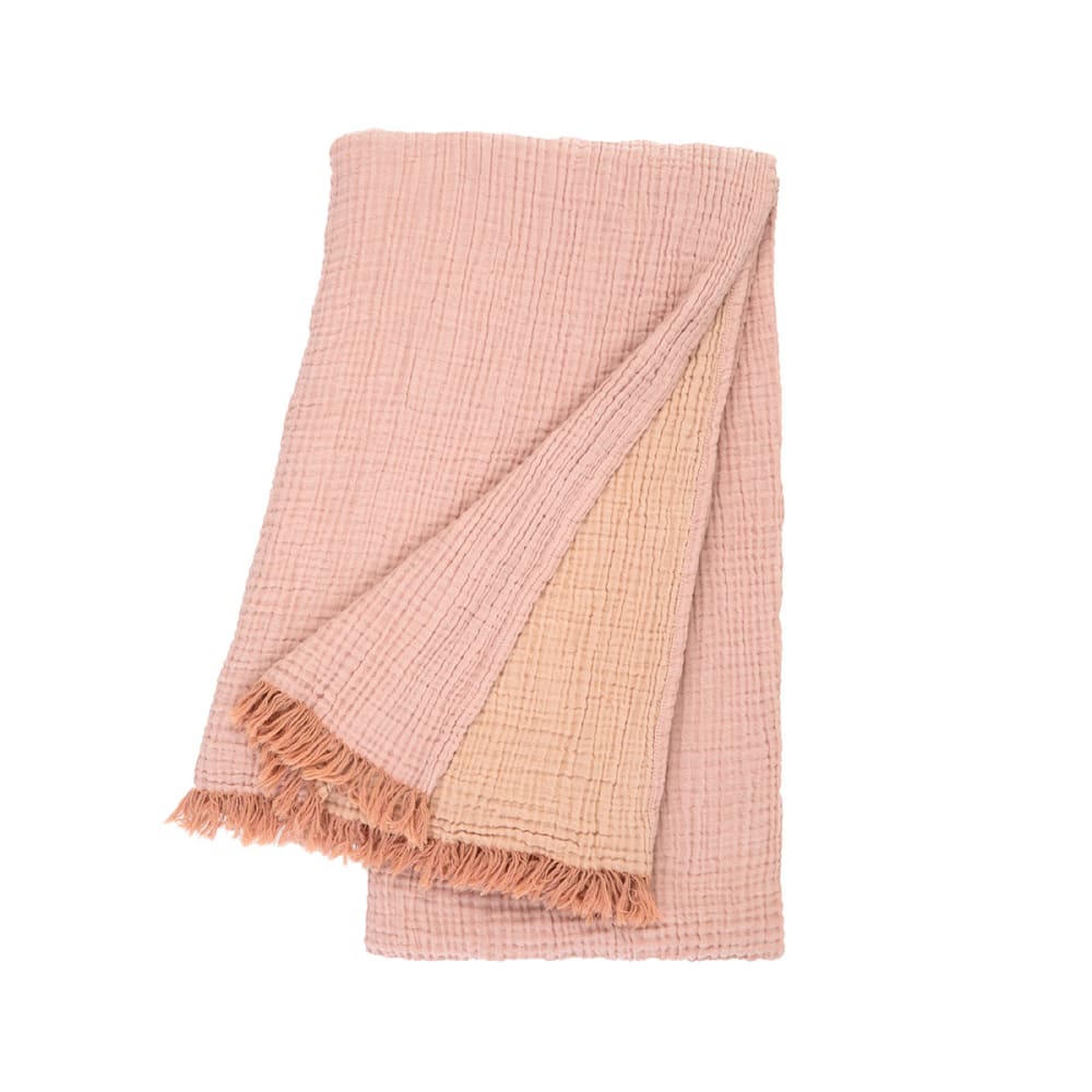 Plaid en gaze de coton rose 130 x 170 cm