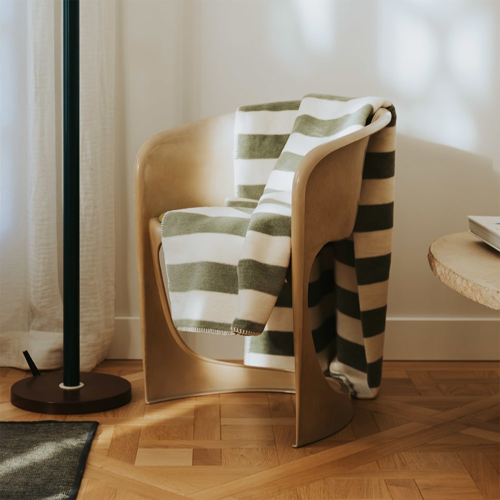 Plaid en coton vert 130 x 170 cm