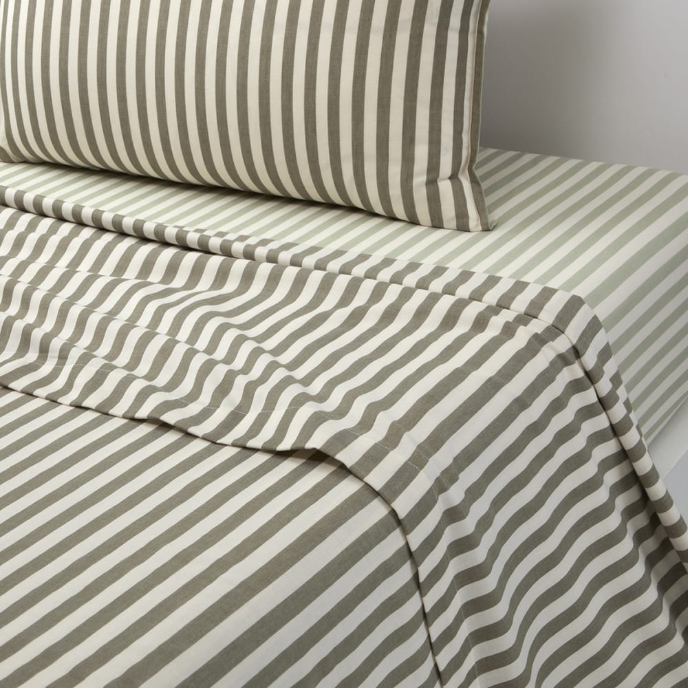 Drap plat en satin de coton vert 270 x 300 cm