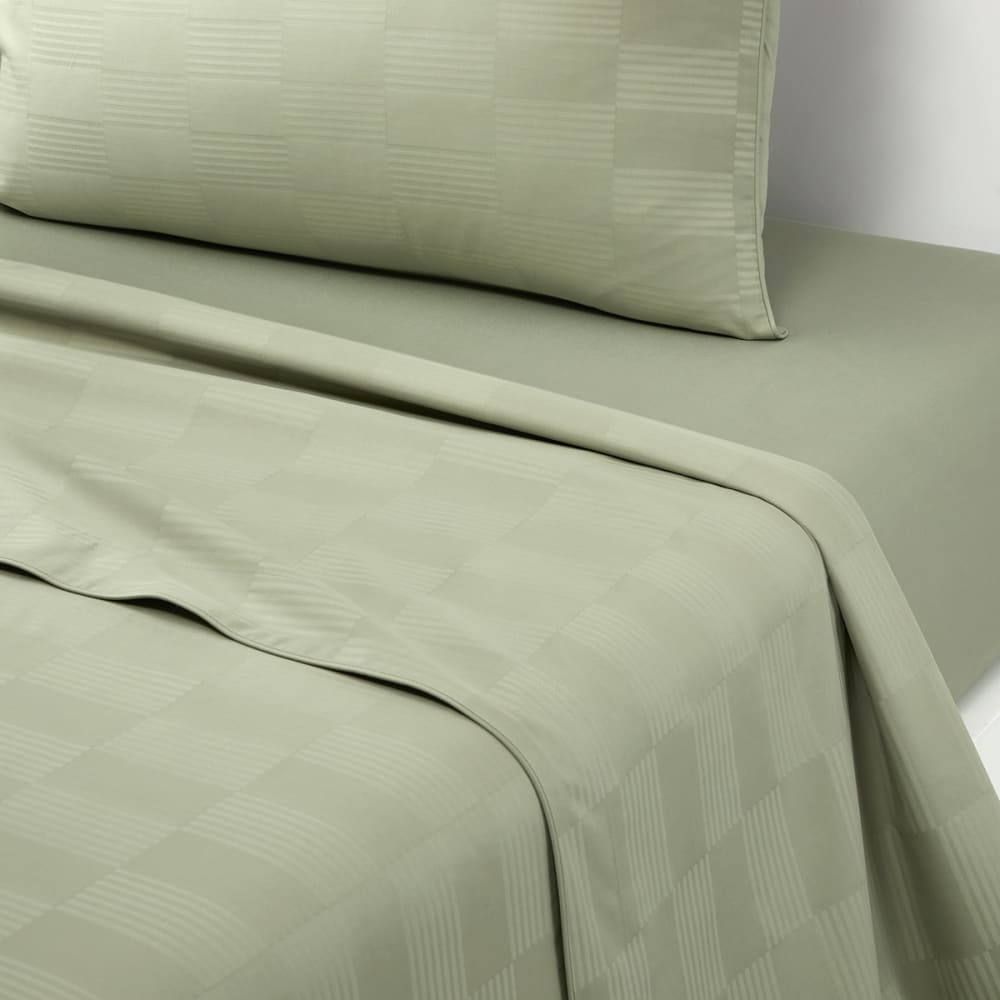 Drap plat en satin de coton vert 270 x 300 cm