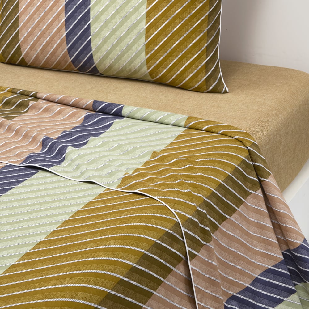 Drap plat en satin de coton lavé multicouleurs 270 x 300 cm