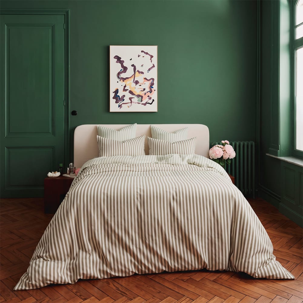 Drap plat en satin de coton vert 240 x 300 cm — vue 3