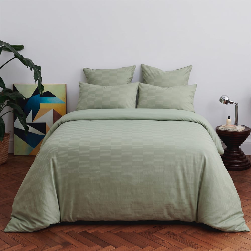 Housse de couette en satin de coton vert 280 x 240 cm