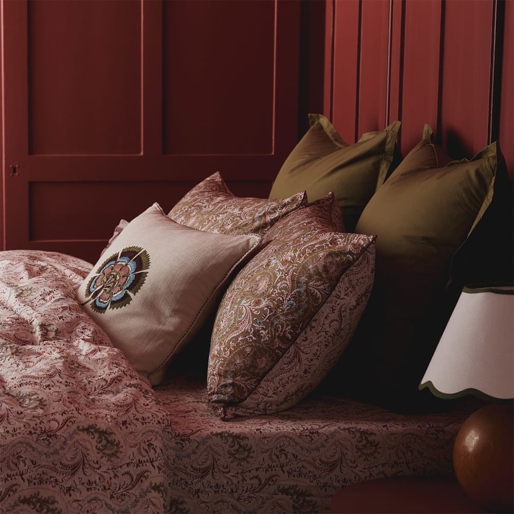 Housse de couette en percale de coton vert 240 x 220 cm — vue 4