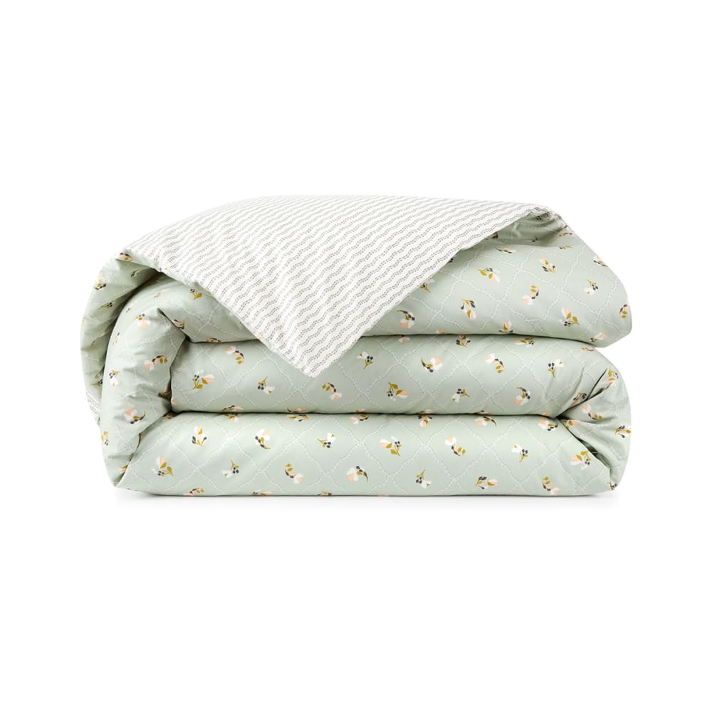 Housse de couette en percale de coton vert 140 x 200 cm — vue 3