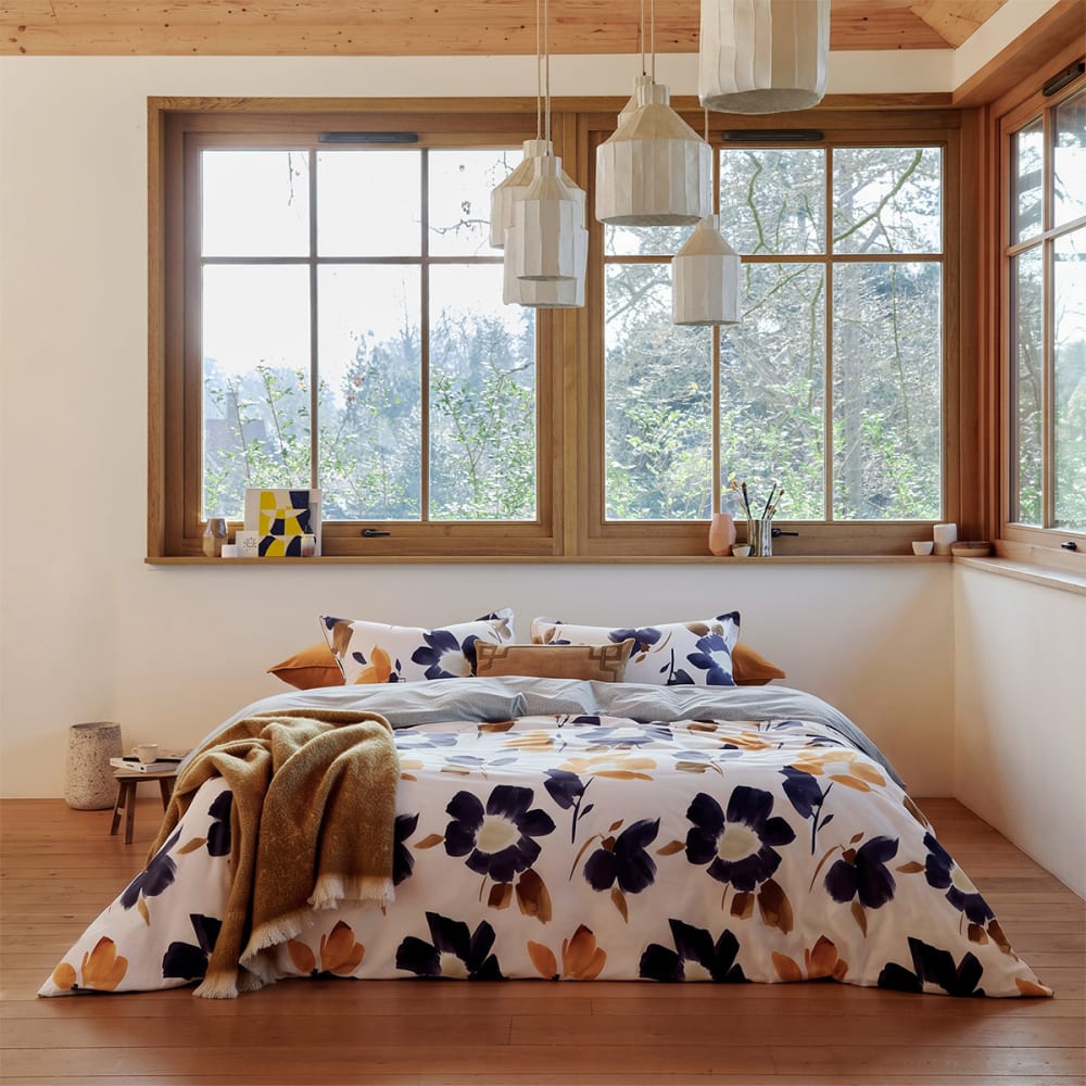 Housse de couette en percale de coton bleu 240 x 220 cm