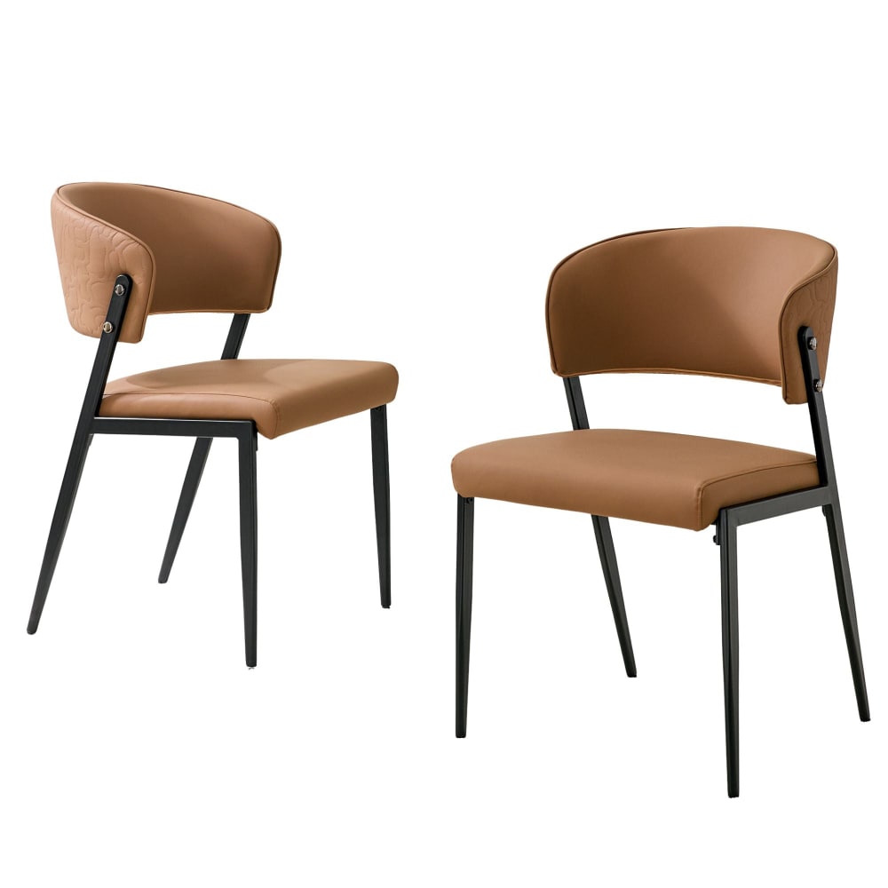 Urban Meuble 2er-Set Esszimmerstühle Kunstleder geschwungen, braun - Pvc - Polyvinlychlorid