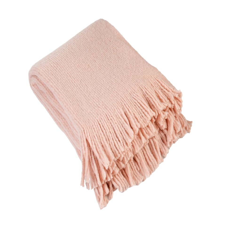 Plaid maille - effet laine tricotée polyester rose 160 x 130 Plaid maille - effet laine tricotée polyester rose 160 x 130