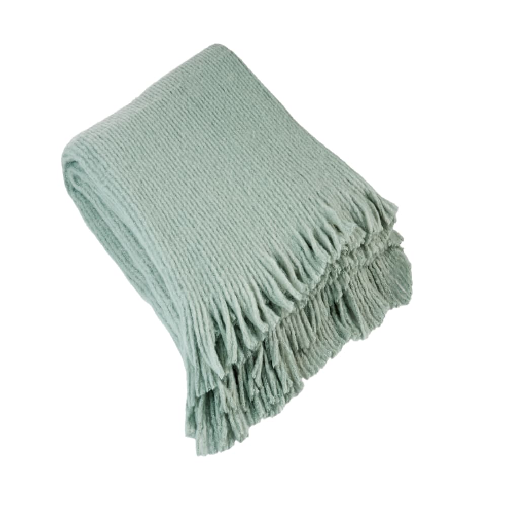 Plaid maille - effet laine tricotée polyester vert 160 x 130 Plaid maille - effet laine tricotée polyester vert 160 x 130