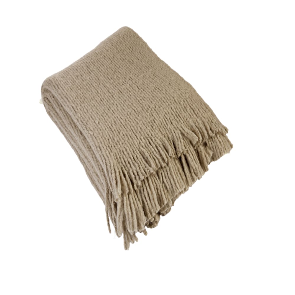 Plaid maille - effet laine tricotée polyester taupe 160 x 130 Plaid maille - effet laine tricotée polyester taupe 160 x 130