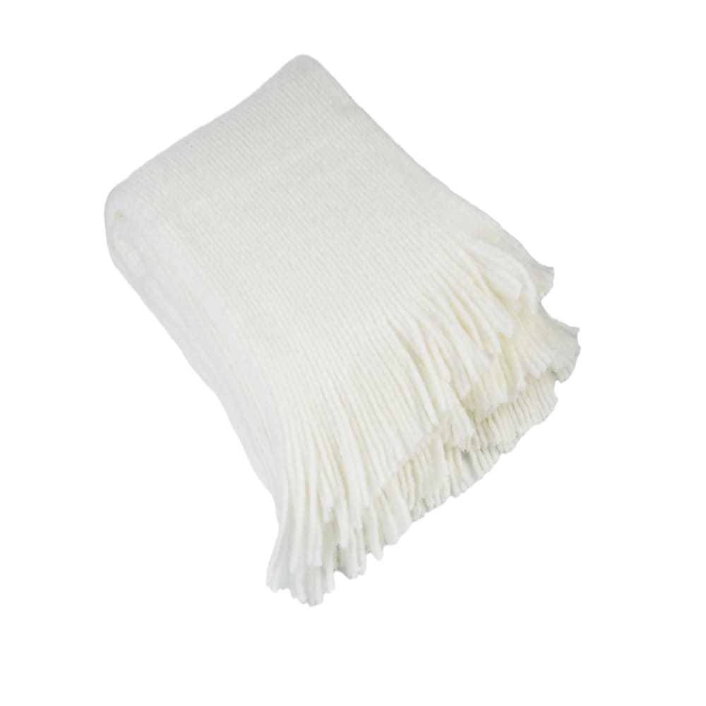 Plaid maille - effet laine tricotée polyester blanc 160 x 130 Plaid maille - effet laine tricotée polyester blanc 160 x 130