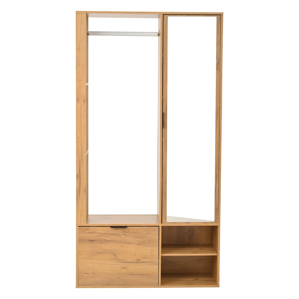 Vestiaire à l'entrée effet bois naturel avec miroir, penderie Vestiaire à l'entrée effet bois naturel avec miroir, penderie