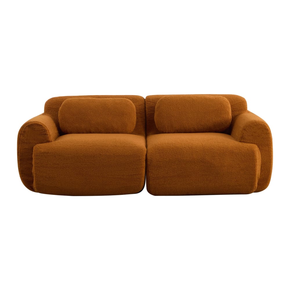 Canapé 2 places modulable en velours côtelé caramel et accoudoirs Canapé 2 places modulable en velours côtelé caramel et accoudoirs
