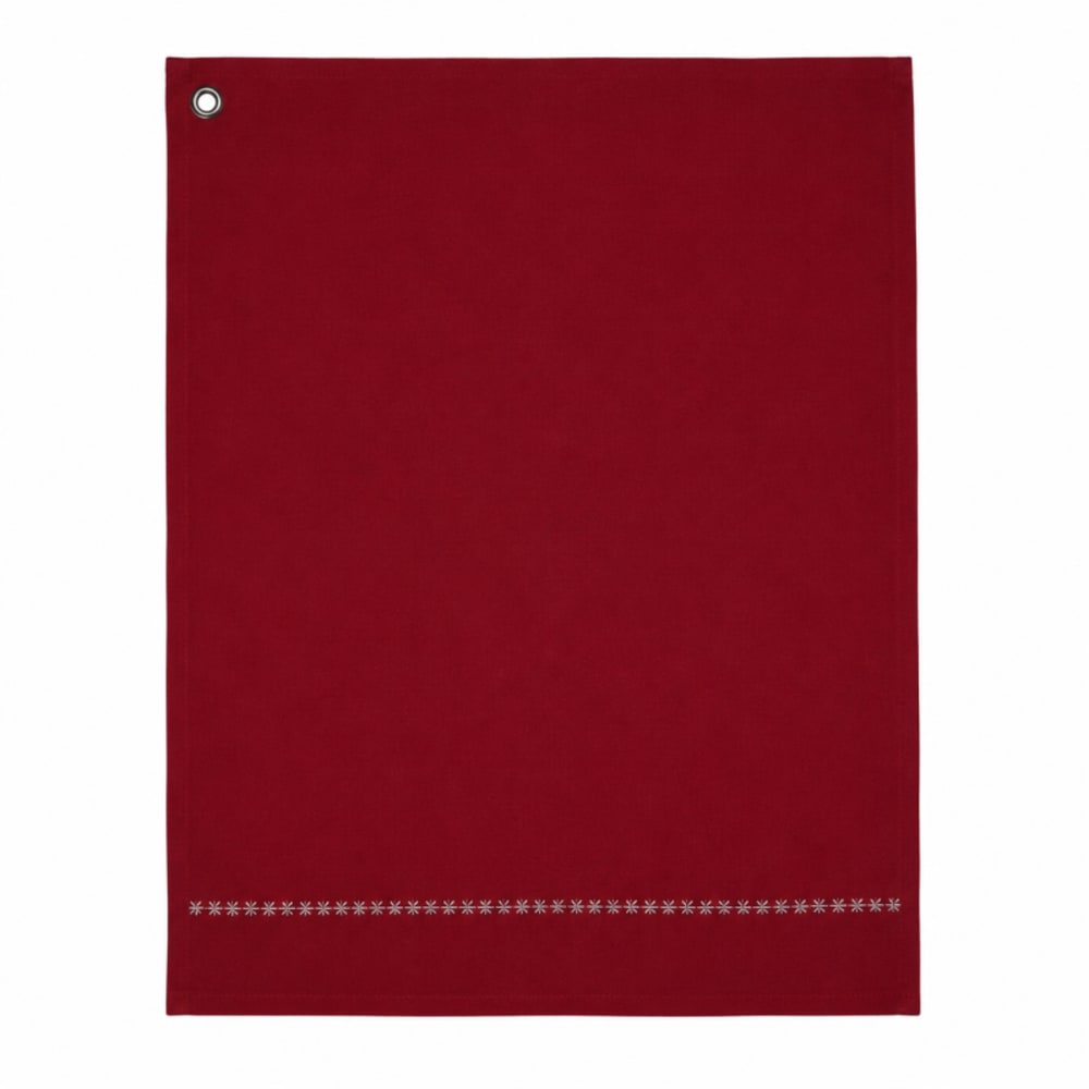 Lot de 3 torchons en coton brodé - 50x70cm - rouge