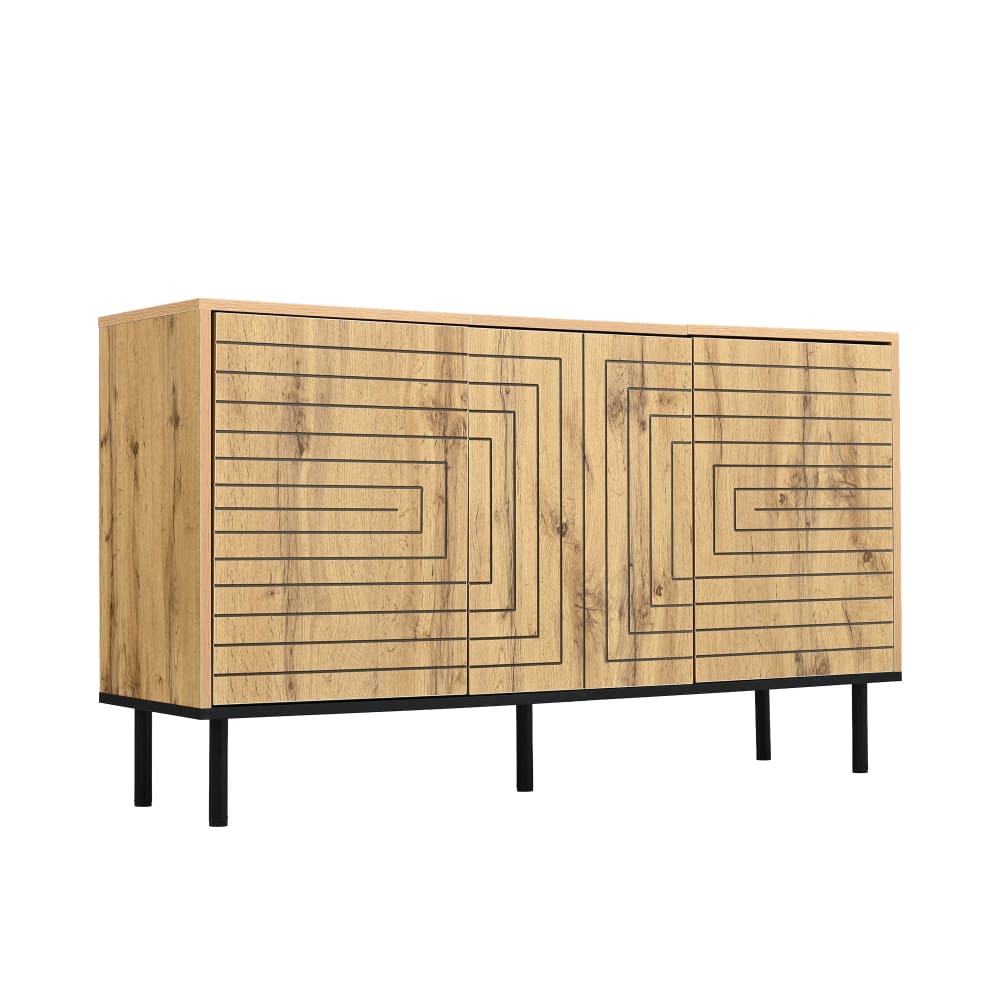 Buffet effet bois design geometric 3 portes 6 compartiments