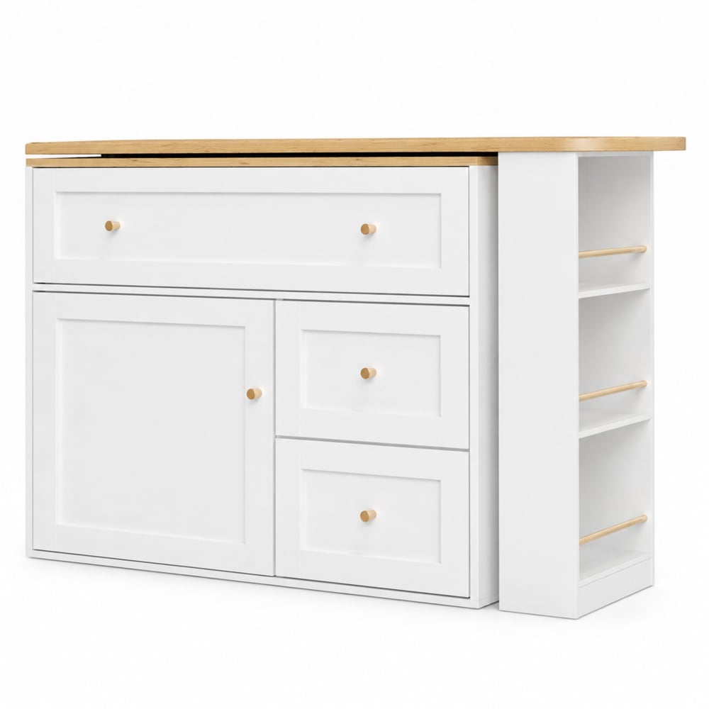 REDOM Bartisch aus Spanplatte mit Stauraum 138-204x39x105 cm, Weiß Weiß Spanplatte