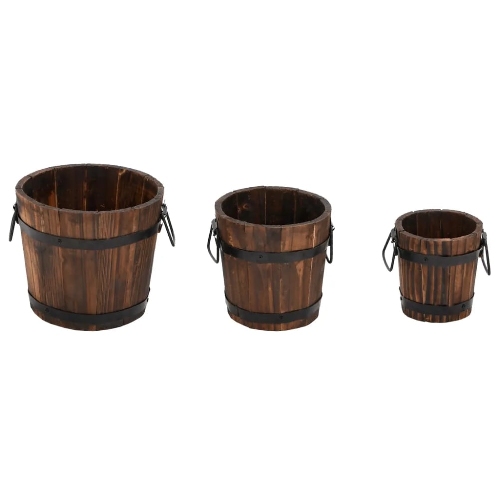 Lot de 3 jardinières bois marron 21 x 21 x 17 cm