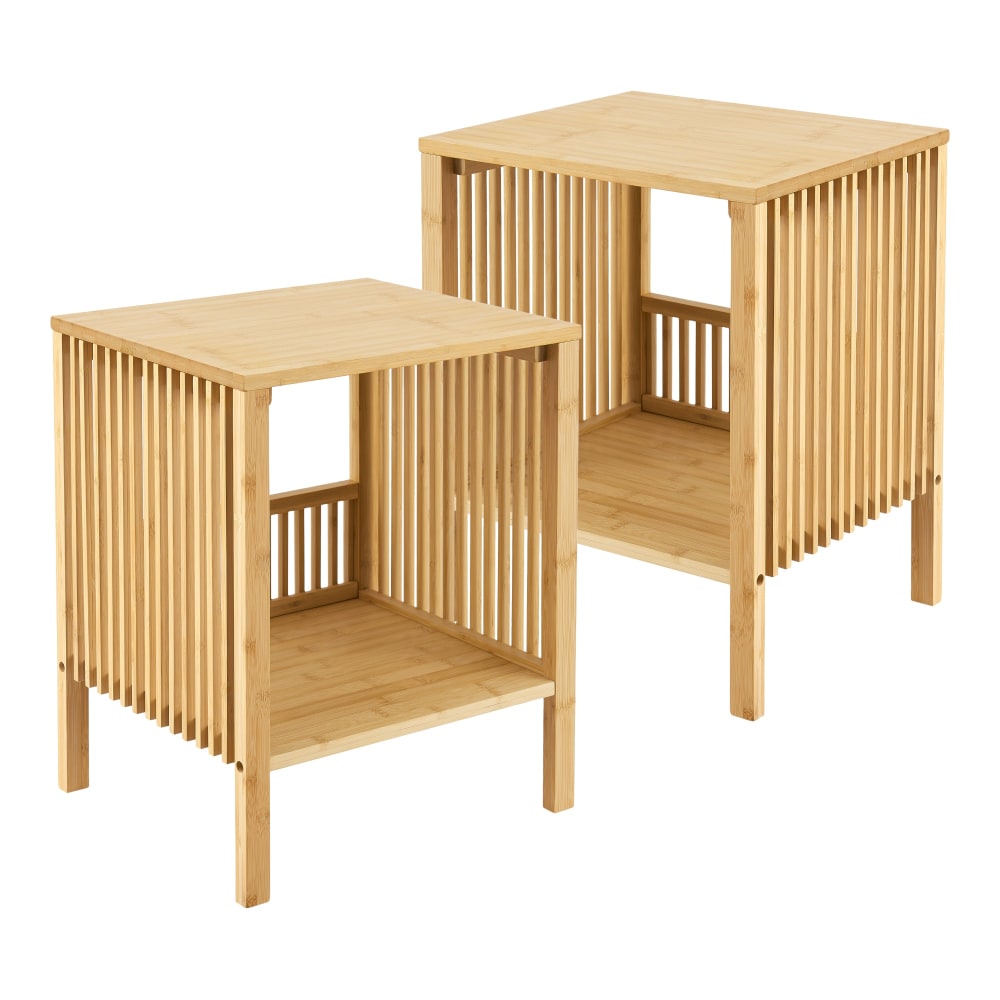 Lot de 2 tables bambou marron 50 x 38.5 x 33 cm Lot de 2 tables bambou marron 50 x 38.5 x 33 cm