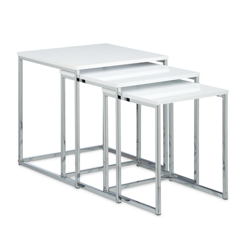 Lot de 3 tables effet bois blanche 40 x 40 x 42 cm Lot de 3 tables effet bois blanche 40 x 40 x 42 cm