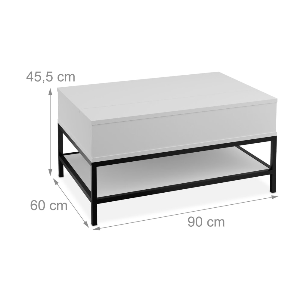 Table basse polyvalente avec argentée 90 x 60 x 45.5 cm Table basse polyvalente avec argentée 90 x 60 x 45.5 cm