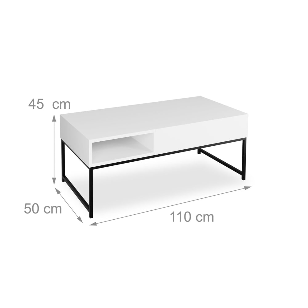 Table basse pliable moderne blanche 110 x 50 x 45 cm Table basse pliable moderne blanche 110 x 50 x 45 cm