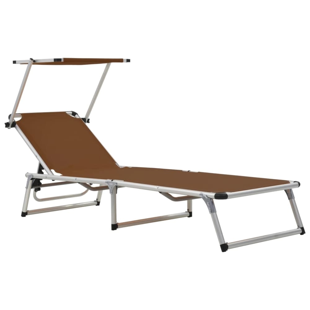 Transat chaise longue bain aluminium marron 186 x 58 x 25.5 cm Transat chaise longue bain aluminium marron 186 x 58 x 25.5 cm
