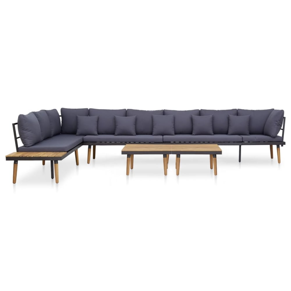 Salon de jardin meuble bois marron 340 x 200 x 65 cm Salon de jardin meuble bois marron 340 x 200 x 65 cm