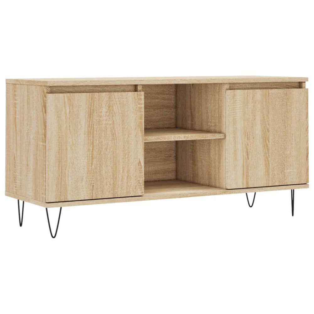 Meuble tv avec rangement bois beige 104 x 35 x 50 cm Meuble tv avec rangement bois beige 104 x 35 x 50 cm