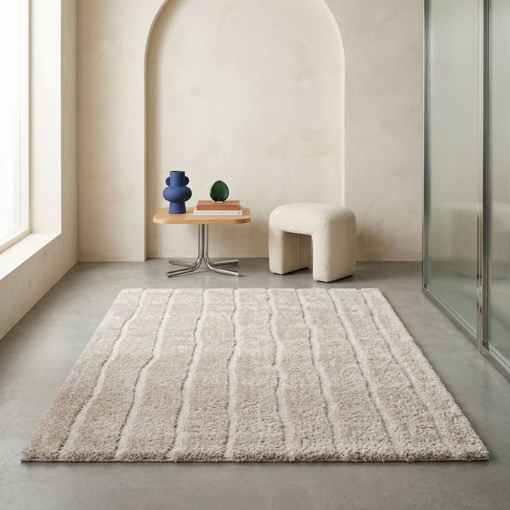 Tapis intérieur motif linéaire taupe 200x290cm