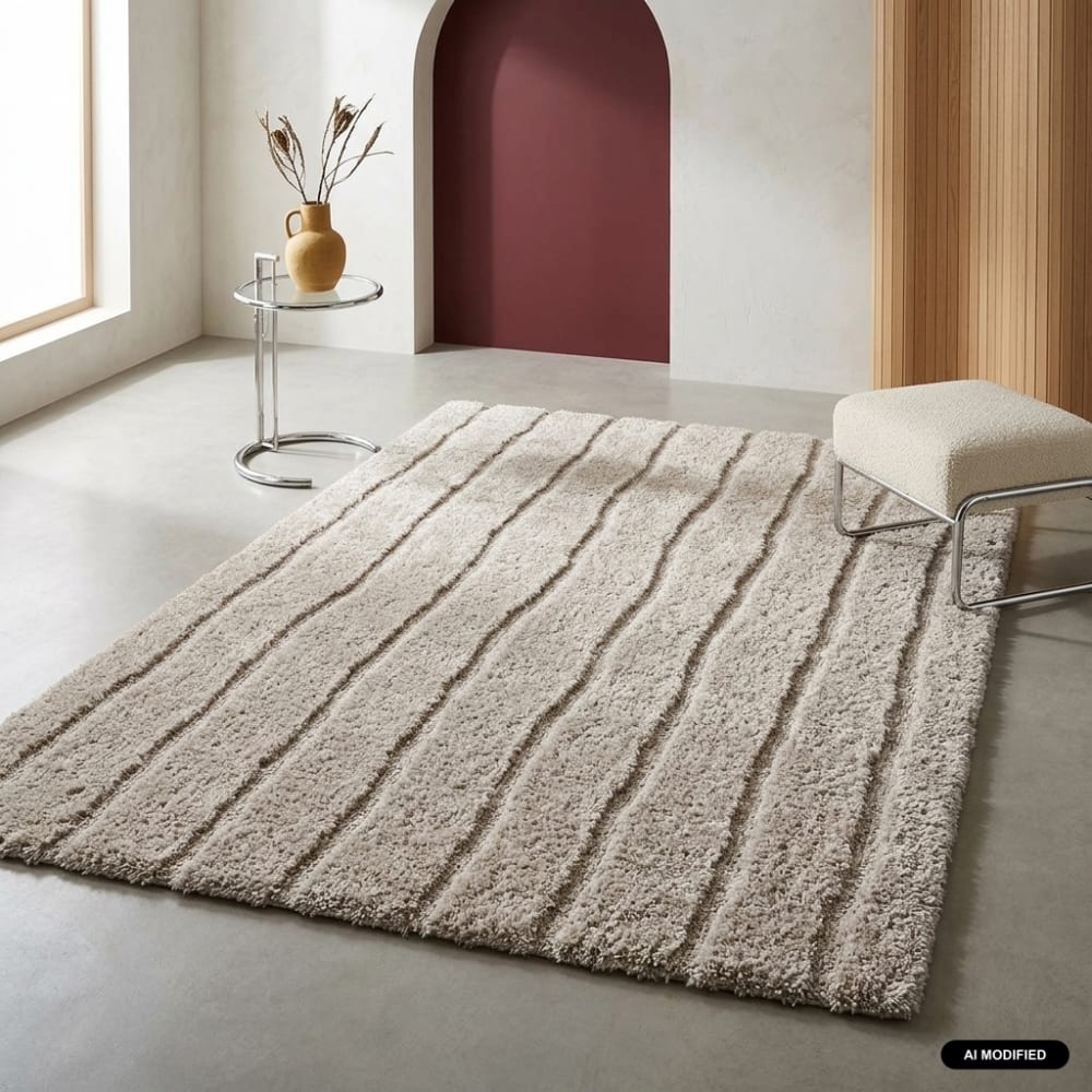 Tapis intérieur motif linéaire taupe 120x170cm