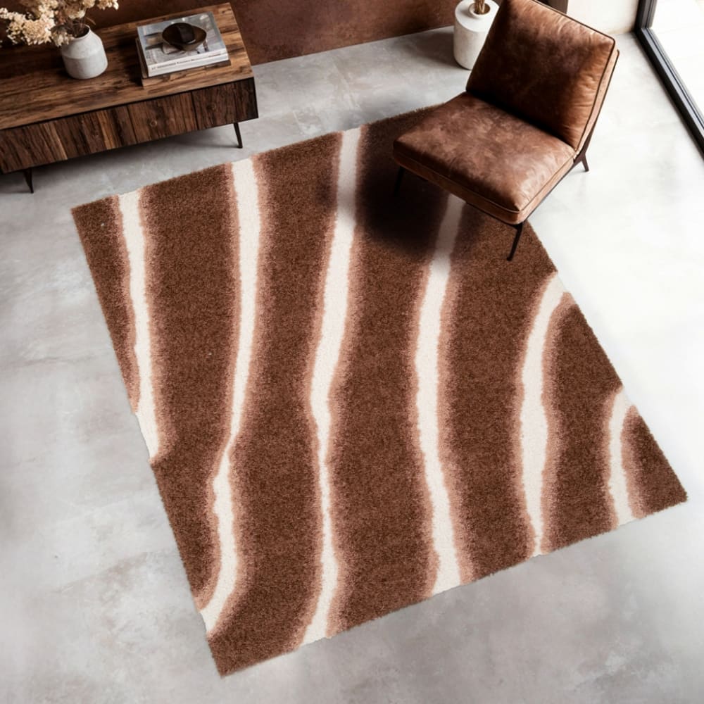 Tapis intérieur motif rayé marron 80x150cm