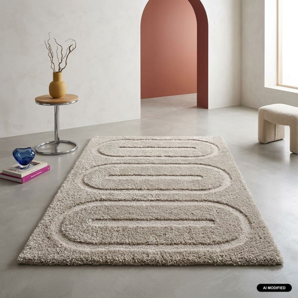 Tapis intérieur motifs géométriques taupe 80x150cm