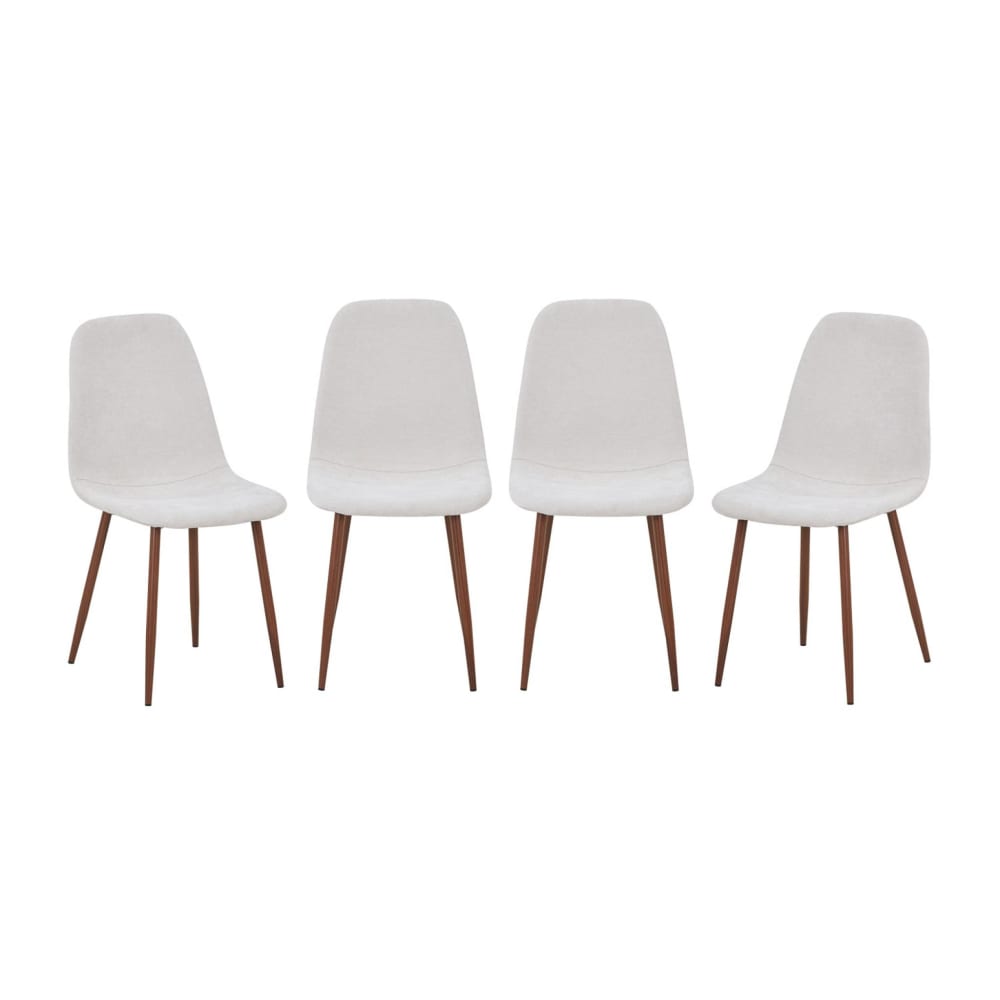 4er-Set Stühle Holzdekor nussbaum, Bezug in beige - Maisons Du
