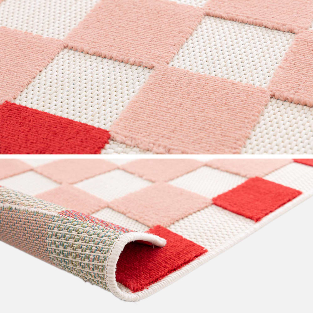 Tapis intérieur/extérieur damier rose et rouge 80x150cm — vue 4