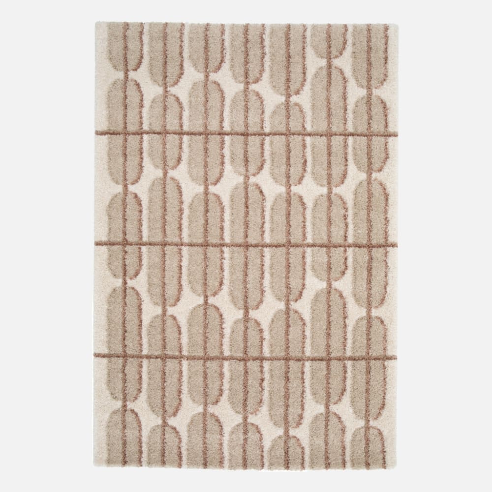 Tapis intérieur motif graphique beige, crème et rose 160x230cm