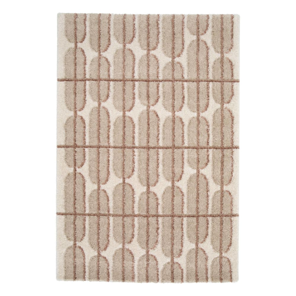 Tapis intérieur motif graphique beige, crème et rose 160x230cm — vue 3