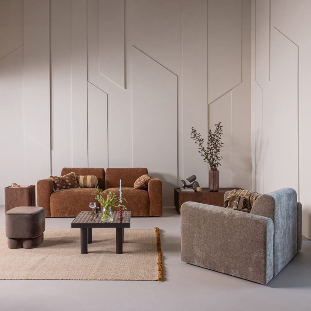 Pouf aus braunem Polyester-Samt - Maisons Du Monde