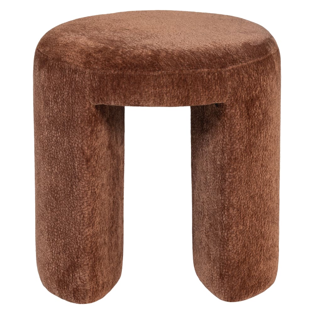 Tabouret rembourré en tissu texturé marron rouille
