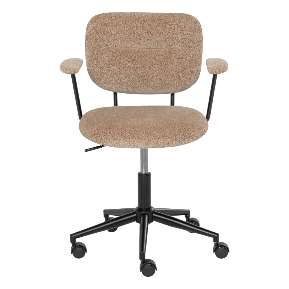 Chaise de bureau avec accoudoirs en chenille tissée sable